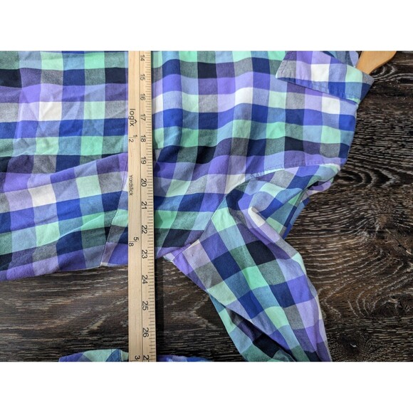 Talbots Green Purple Plaid Button Down Shirt Womens Large - Picture 6 of 7